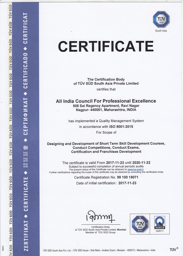 ISO 9001-2015 NABCB TUV CERTIICATIONS